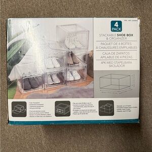 Stackable Clear Shoe Box & Organizer - 4 Pack